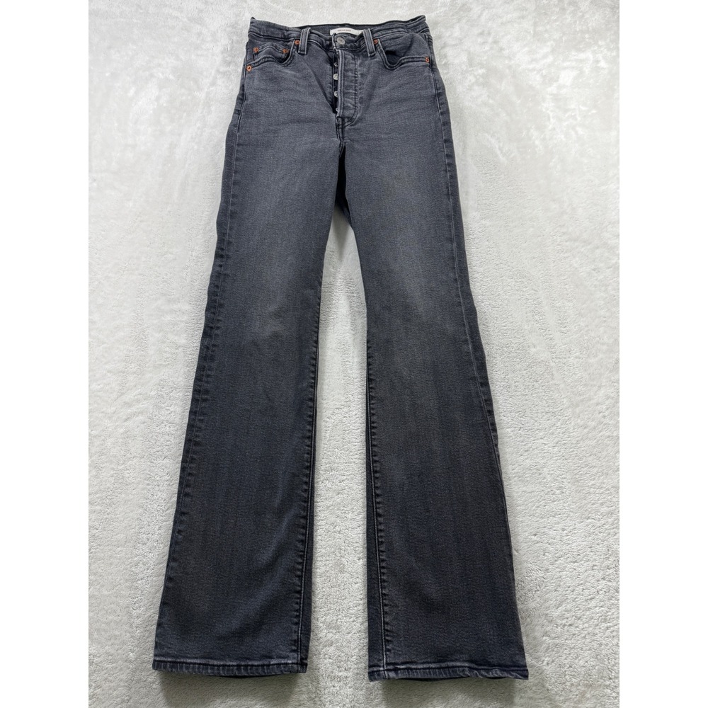 Levi's Women Ribcage Boot High Rise Grey Denim Jeans 28 Meas: 26x32
